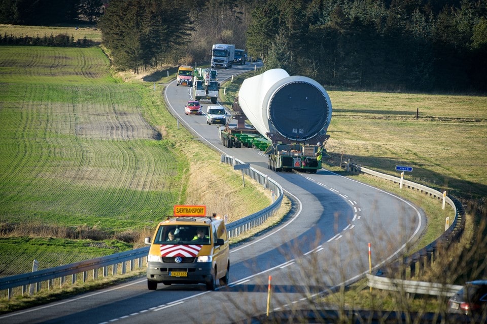 Truck carrying a wind energy component protected by Hans Aa